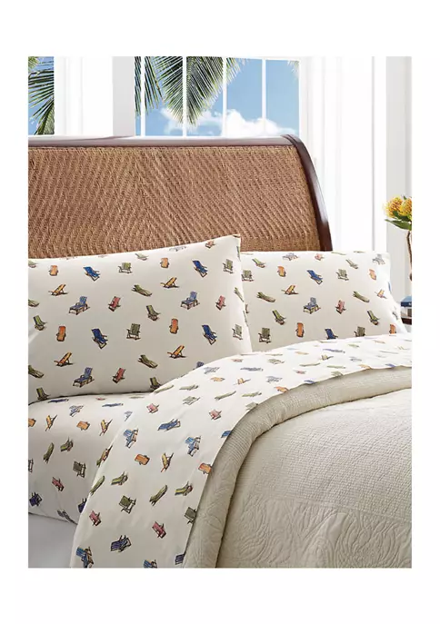Tommy Bahama Beach Chairs 4-Piece Graphic Cotton Sheet Set 4 Tommy Bahama Beach Chairs 4-Piece Graphic Cotton Sheet Set - Image 2