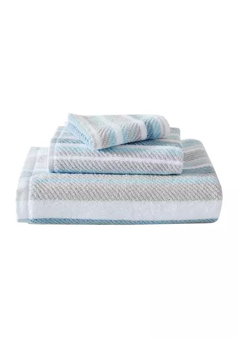 Tommy Bahama Ocean Bay Stripe 3-Piece Cotton Towel Set 5 Tommy Bahama Ocean Bay Stripe 3-Piece Cotton Towel Set - Image 3