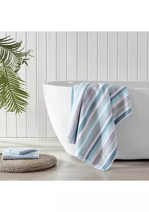 Tommy Bahama Ocean Bay Stripe 3-Piece Cotton Towel Set 6 Tommy Bahama Ocean Bay Stripe 3-Piece Cotton Towel Set - Image 4