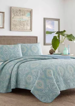 Tommy Bahama Turtle Cove 3-Piece Paisley Cotton Quilt Set